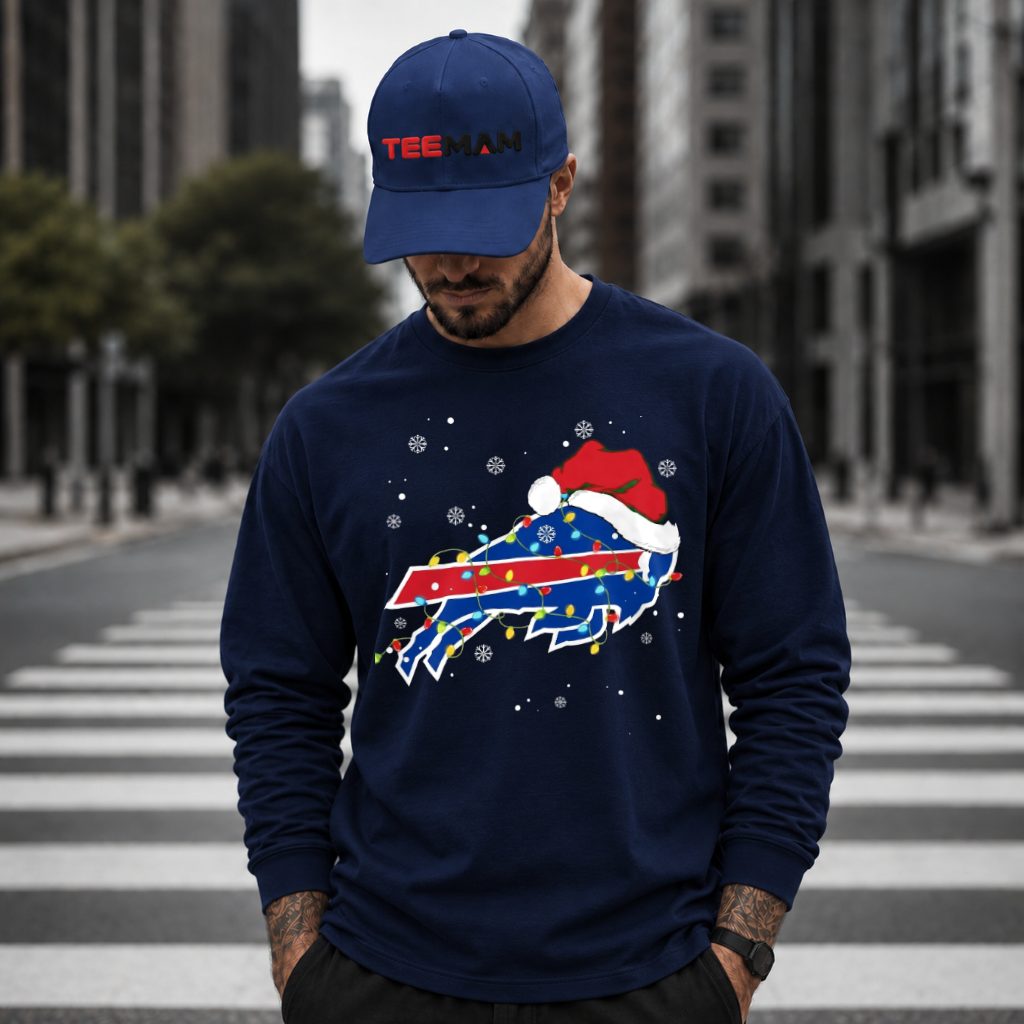 Buffalo Bills Christmas Santa Hat Lights Long Sleeve Buffalo Bills Christmas Santa Hat Lights Long Sleeve