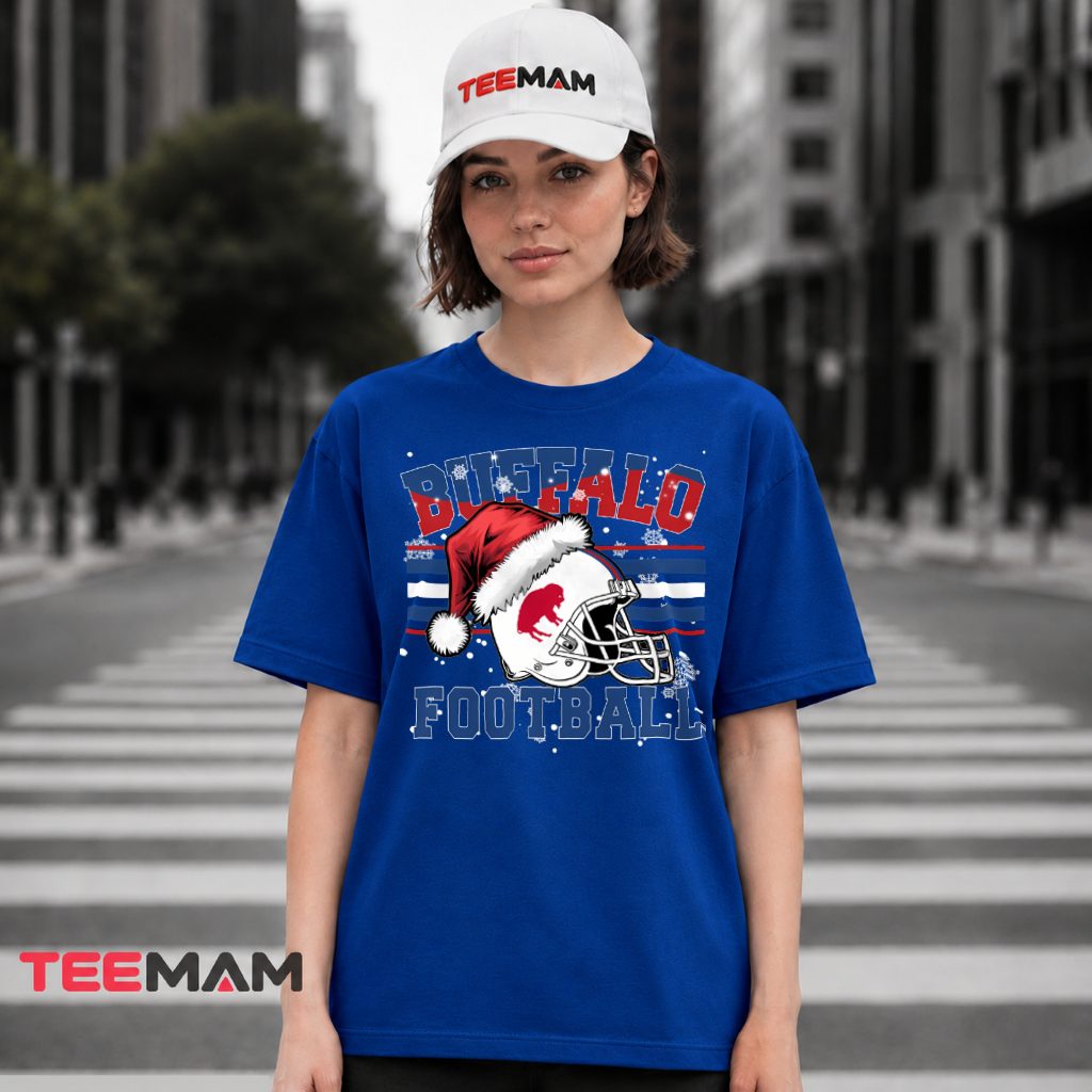 Buffalo Bills Football Santa Helmet Snowflake T-Shirt