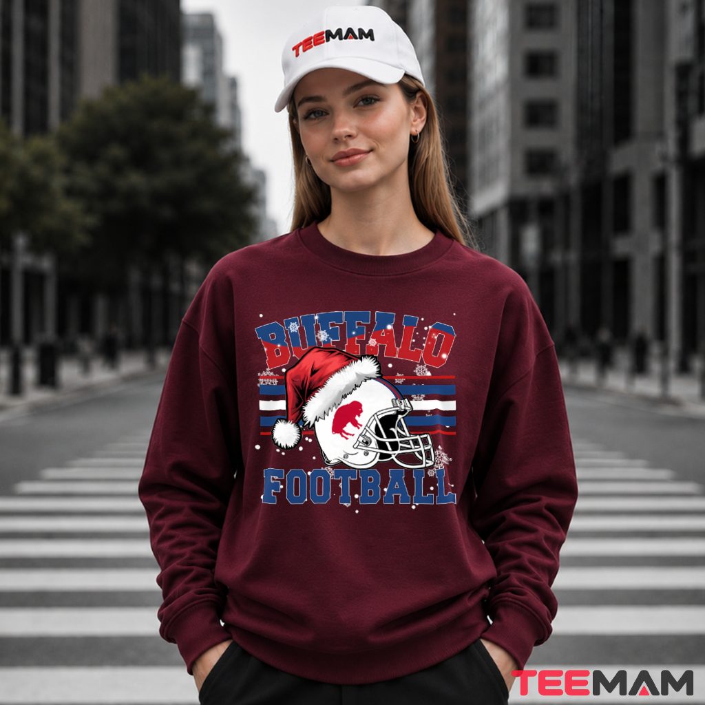 Buffalo Bills Football Santa Helmet Snowflake Long Sleeve Buffalo Bills Football Santa Helmet Snowflake Long Sleeve