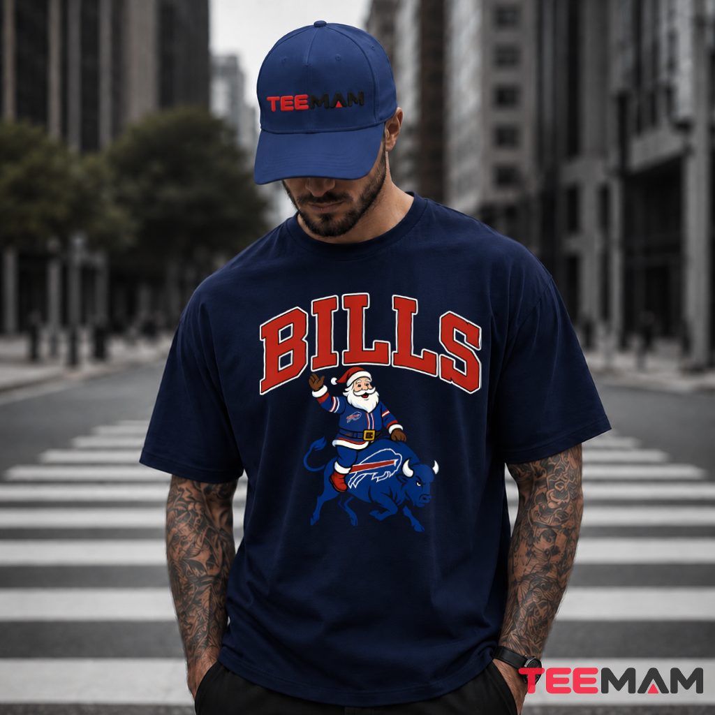 Buffalo Bills Santa Riding Buffalo T-Shirt