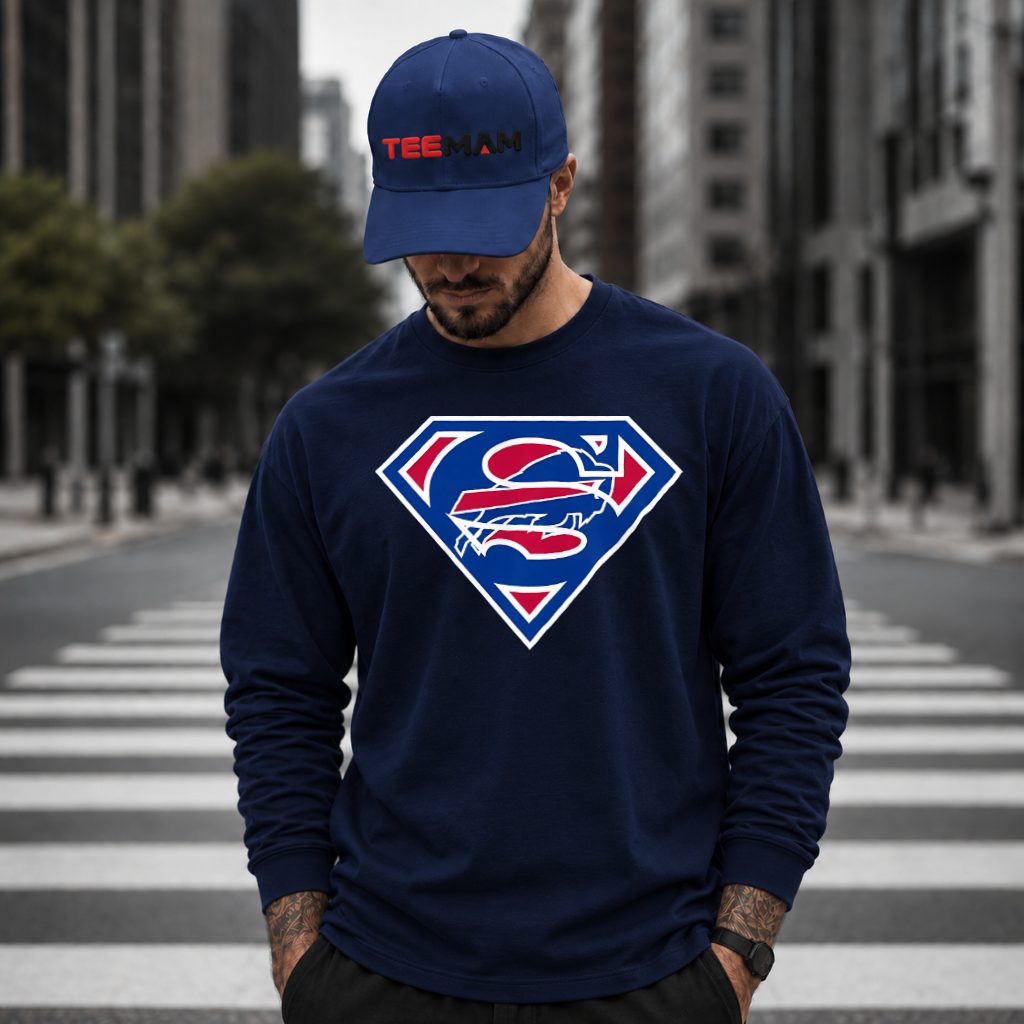 Buffalo Bills Superman Logo Football Long Sleeve Buffalo Bills Superman Logo Football Long Sleeve