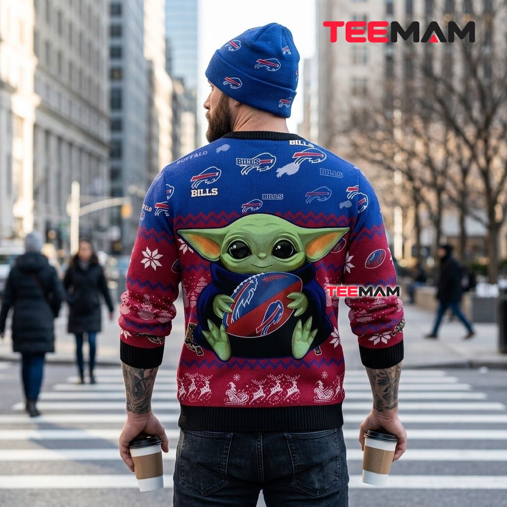 Buffalo Bills Ugly Christmas Sweater Baby Yoda Football Version 3 Buffalo Bills Ugly Christmas Sweater Baby Yoda Football Version 3