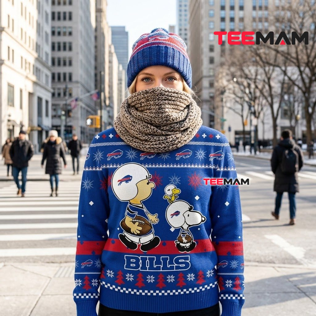 Buffalo Bills Ugly Christmas Sweater Charlie Brown Snoopy Back Buffalo Bills Ugly Christmas Sweater Charlie Brown Snoopy Back