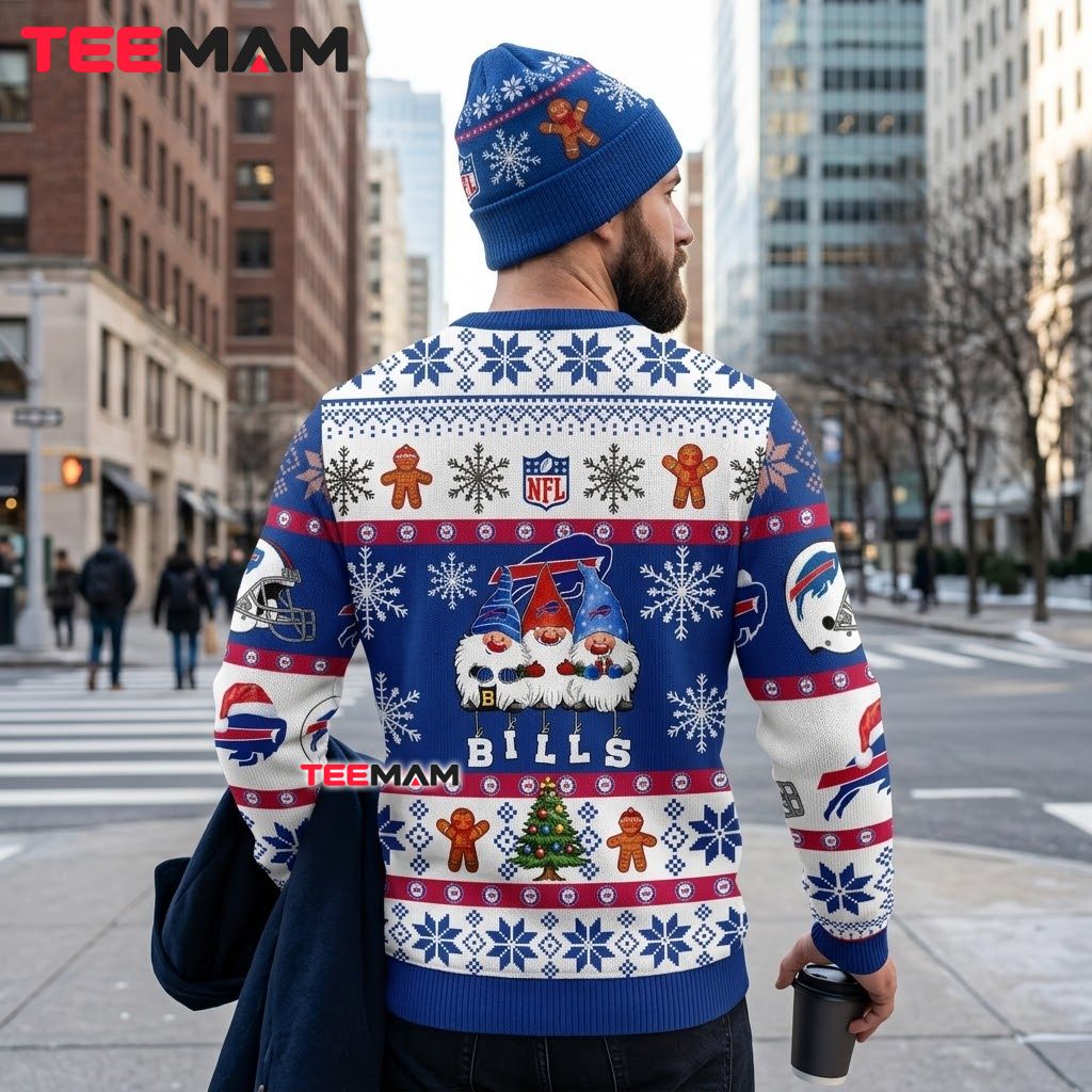 Buffalo Bills Ugly Christmas Sweater Gnomes Gingerbread Logo Version 3 Buffalo Bills Ugly Christmas Sweater Gnomes Gingerbread Logo Version 3