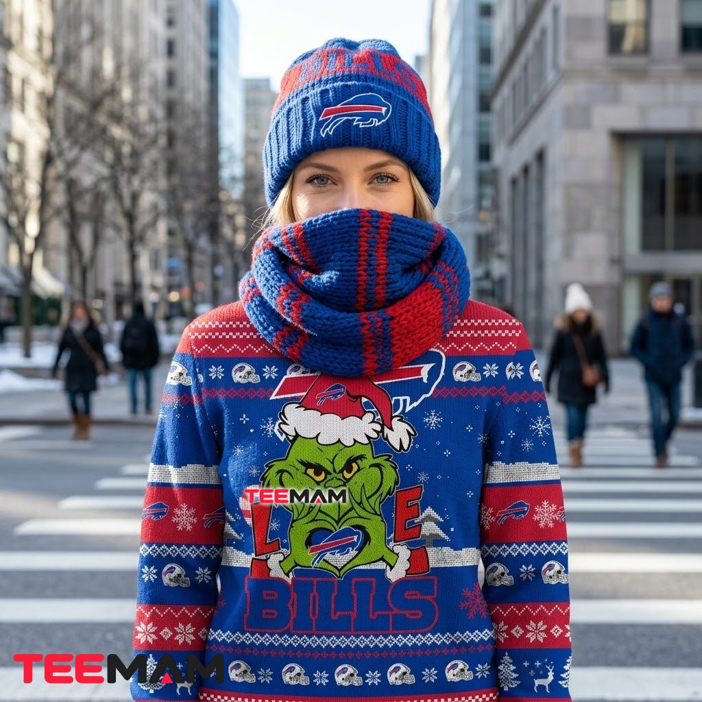 Buffalo Bills Ugly Christmas Sweater Grinch Love Heart Back Buffalo Bills Ugly Christmas Sweater Grinch Love Heart Back