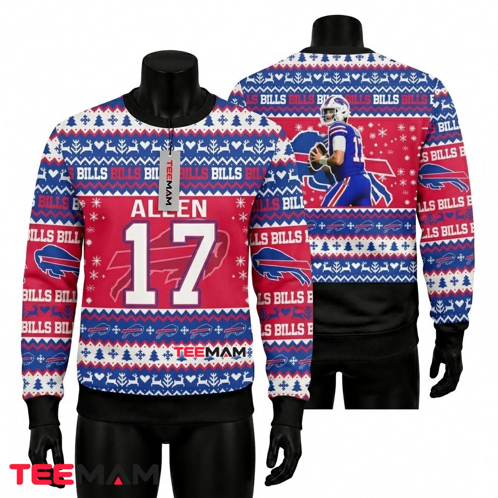 Buffalo Bills Ugly Christmas Sweater Josh Allen Front