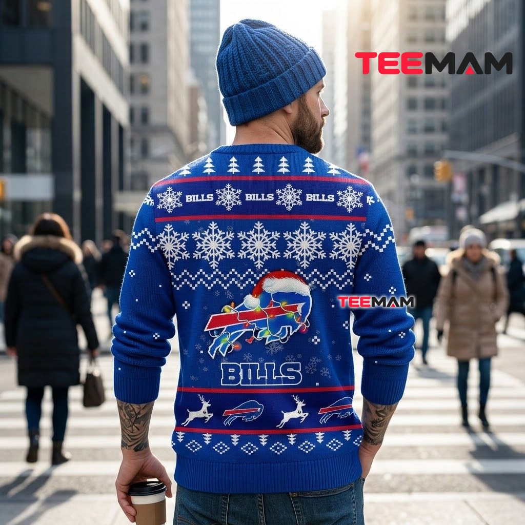 Buffalo Bills Ugly Christmas Sweater Logo Santa Hat Lights Version 3 Buffalo Bills Ugly Christmas Sweater Logo Santa Hat Lights Version 3