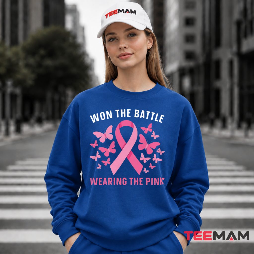 Butterflies Won The Battle Wearing Pink Long Sleeve Butterflies Won The Battle Wearing Pink Long Sleeve