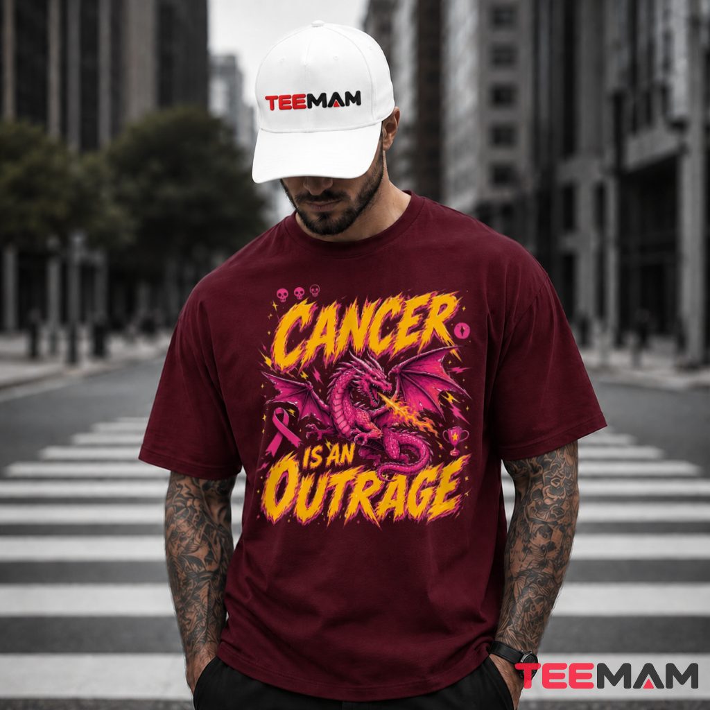 Cancer Is An Outrage Fire Dragon Ribbon T-Shirt