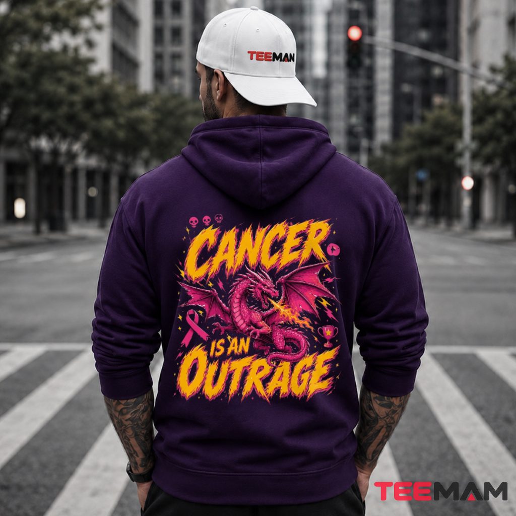 Cancer Is An Outrage Fire Dragon Ribbon Hoodie Cancer Is An Outrage Fire Dragon Ribbon Hoodie