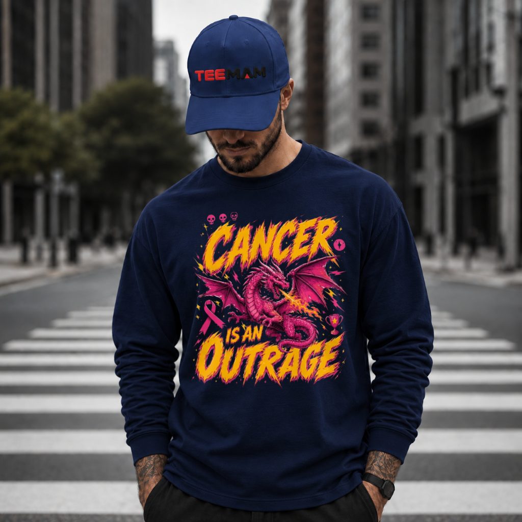 Cancer Is An Outrage Fire Dragon Ribbon Long Sleeve Cancer Is An Outrage Fire Dragon Ribbon Long Sleeve
