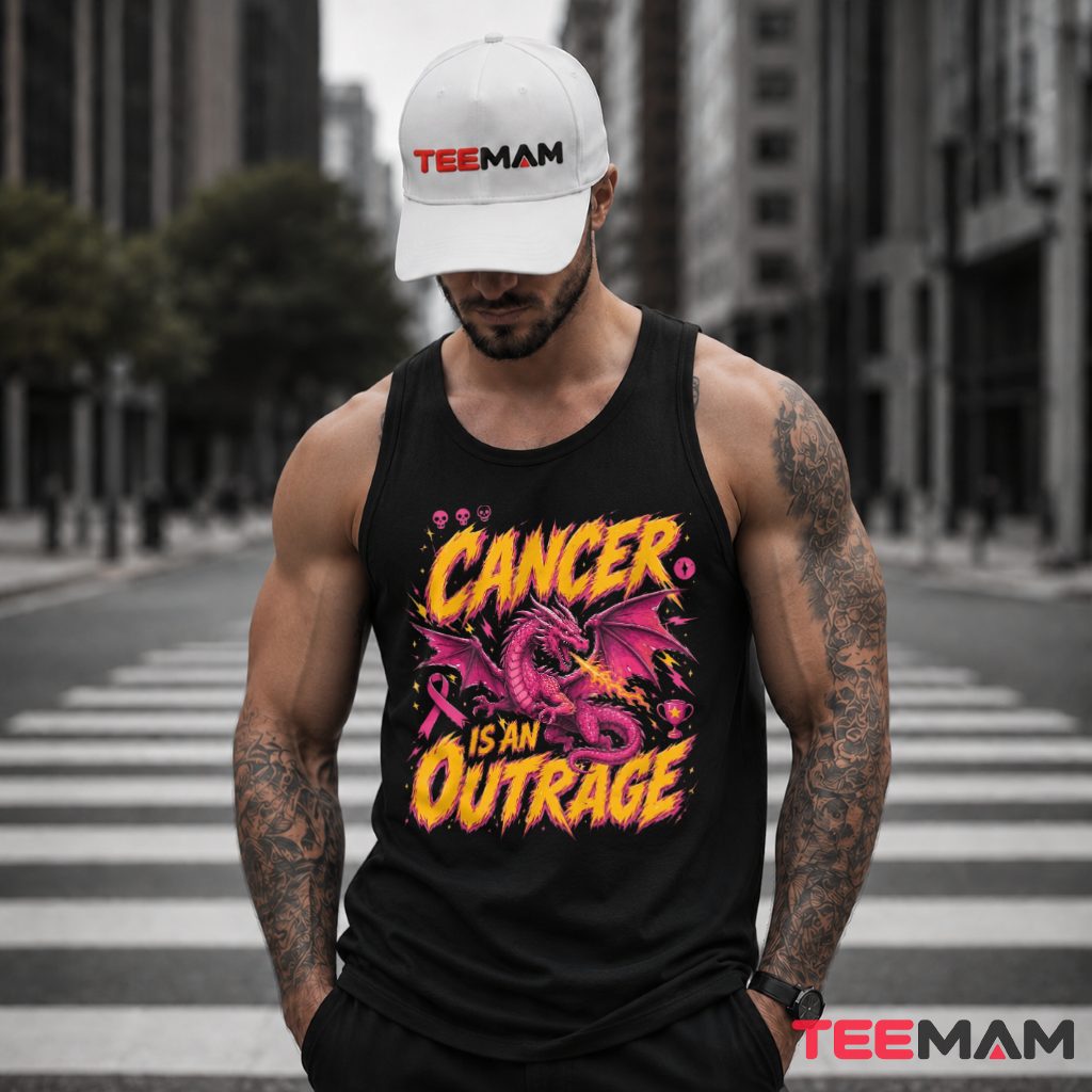 Cancer Is An Outrage Fire Dragon Ribbon Tank Top Cancer Is An Outrage Fire Dragon Ribbon Tank Top