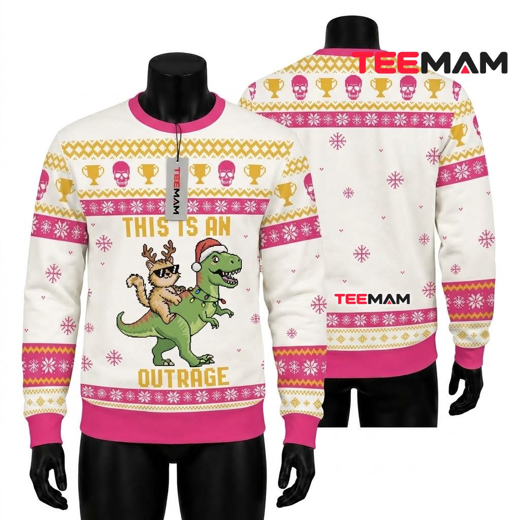Colorful Cat Ugly Christmas Sweater Reindeer Snowflake Pattern Design Colorful Cat Ugly Christmas Sweater Reindeer Snowflake Pattern Design