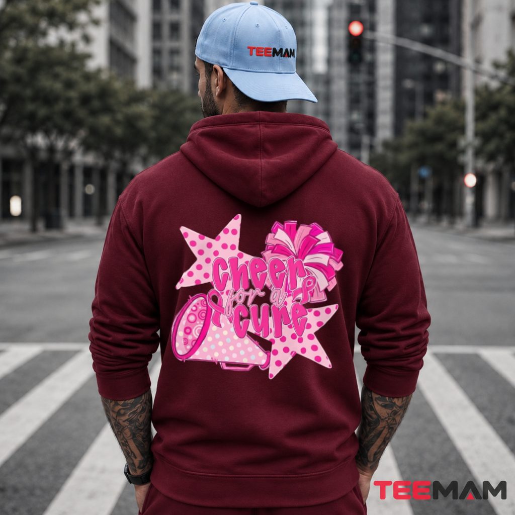 Cheer For A Cure Megaphone Pom Pom Hoodie Cheer For A Cure Megaphone Pom Pom Hoodie