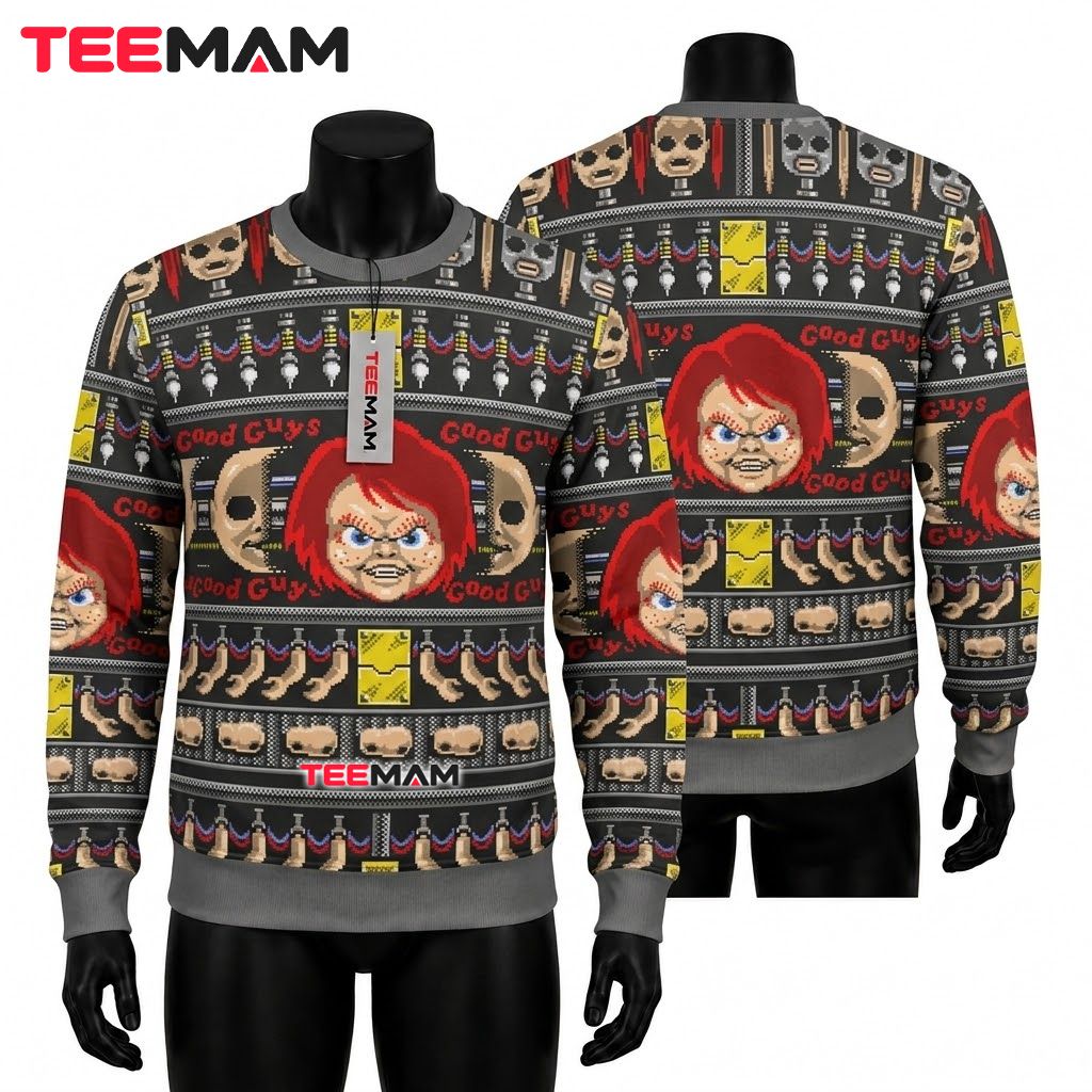 Chucky Ugly Halloween Sweater Good Guys Doll Factory Front