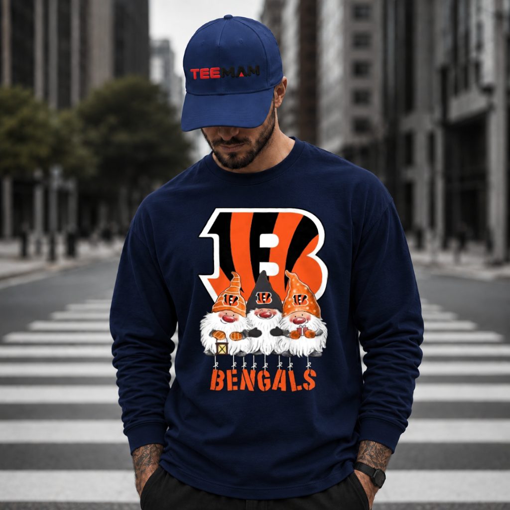 Cincinnati Bengals Christmas Three Gnomes Lantern Gift Long Sleeve Cincinnati Bengals Christmas Three Gnomes Lantern Gift Long Sleeve