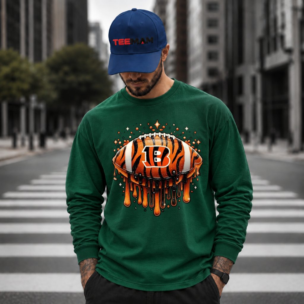 Cincinnati Bengals Football Drip Glitter Long Sleeve Cincinnati Bengals Football Drip Glitter Long Sleeve