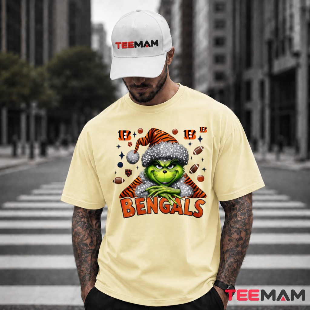 Cincinnati Bengals Grinch Christmas Santa Hat T-Shirt