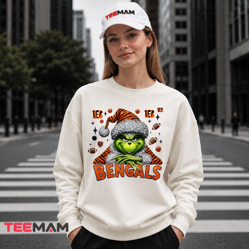 Cincinnati Bengals Grinch Christmas Santa Hat Long Sleeve Cincinnati Bengals Grinch Christmas Santa Hat Long Sleeve