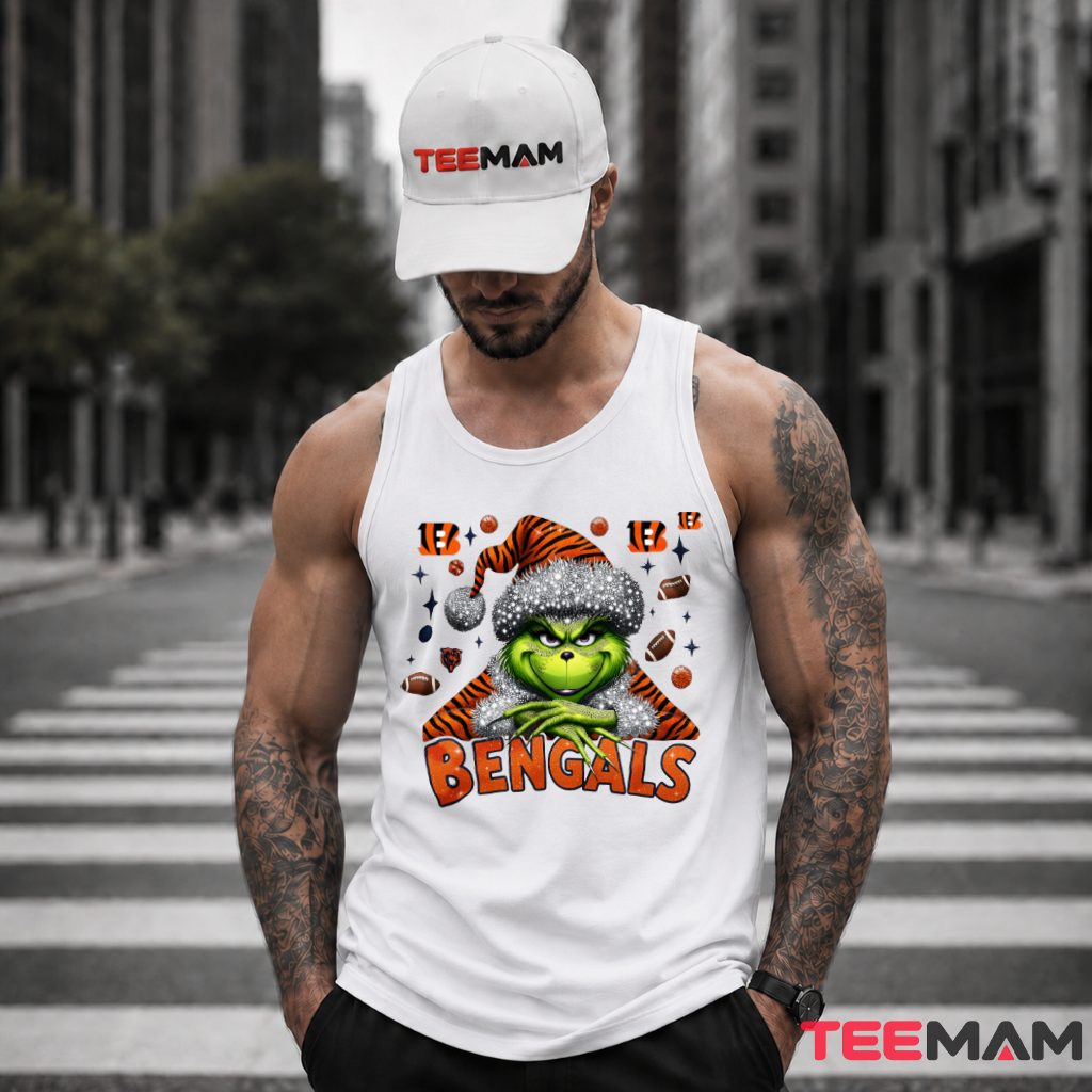 Cincinnati Bengals Grinch Christmas Santa Hat Tank Top Cincinnati Bengals Grinch Christmas Santa Hat Tank Top