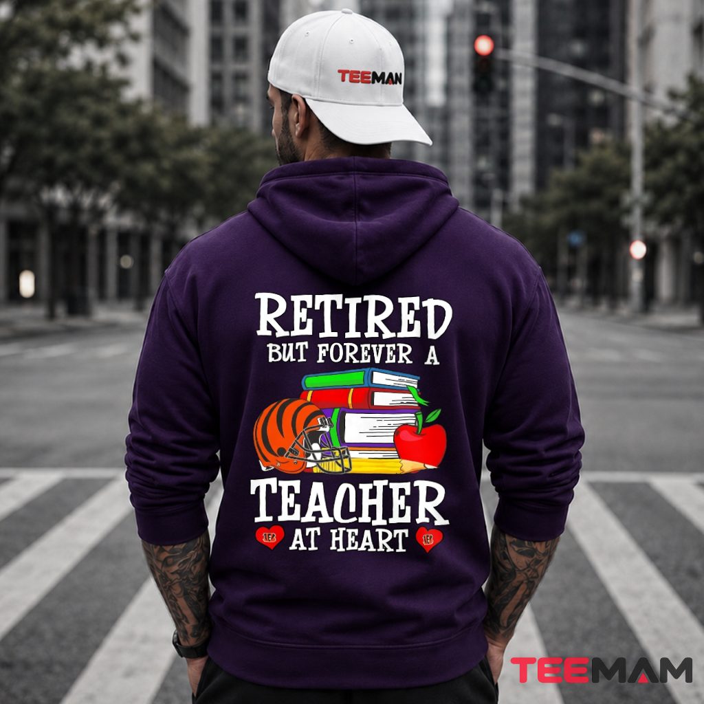 Cincinnati Bengals Retired Teacher Heart Hoodie Cincinnati Bengals Retired Teacher Heart Hoodie