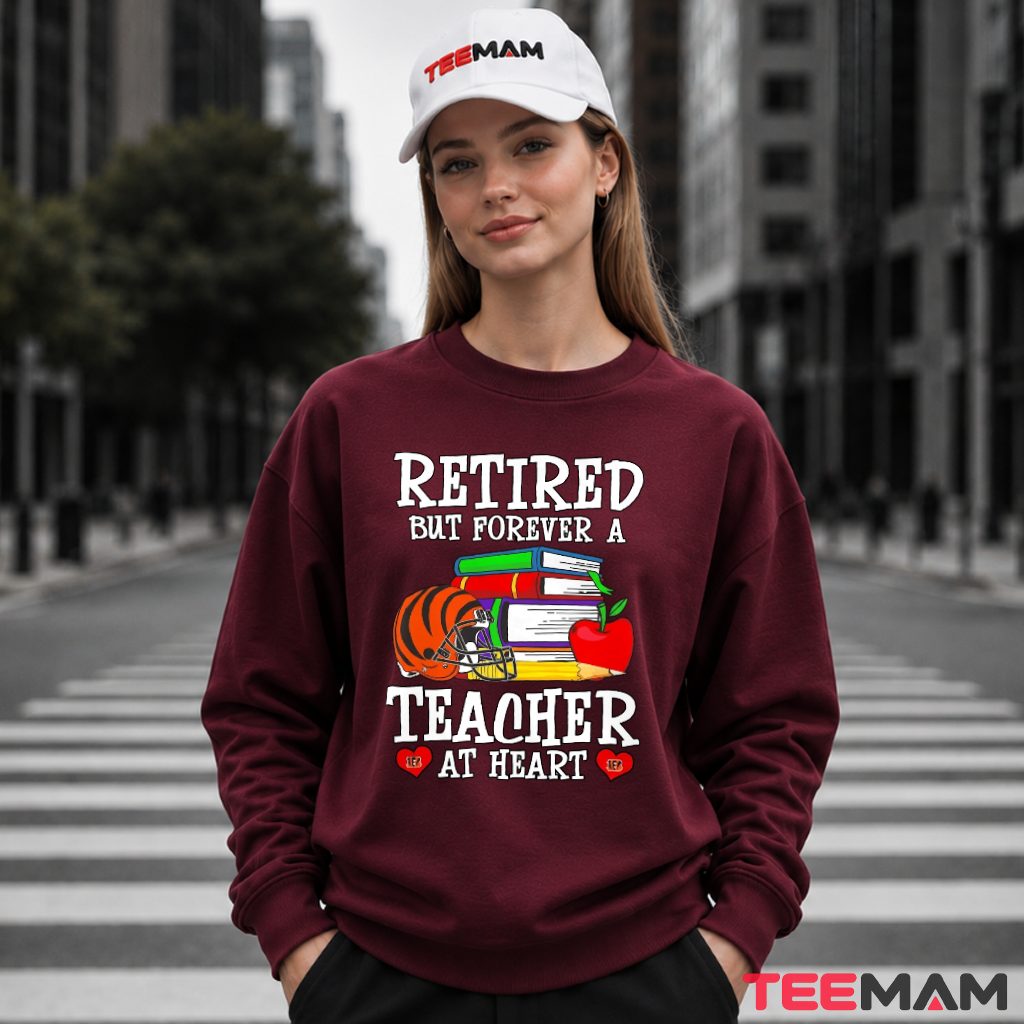 Cincinnati Bengals Retired Teacher Heart Long Sleeve Cincinnati Bengals Retired Teacher Heart Long Sleeve