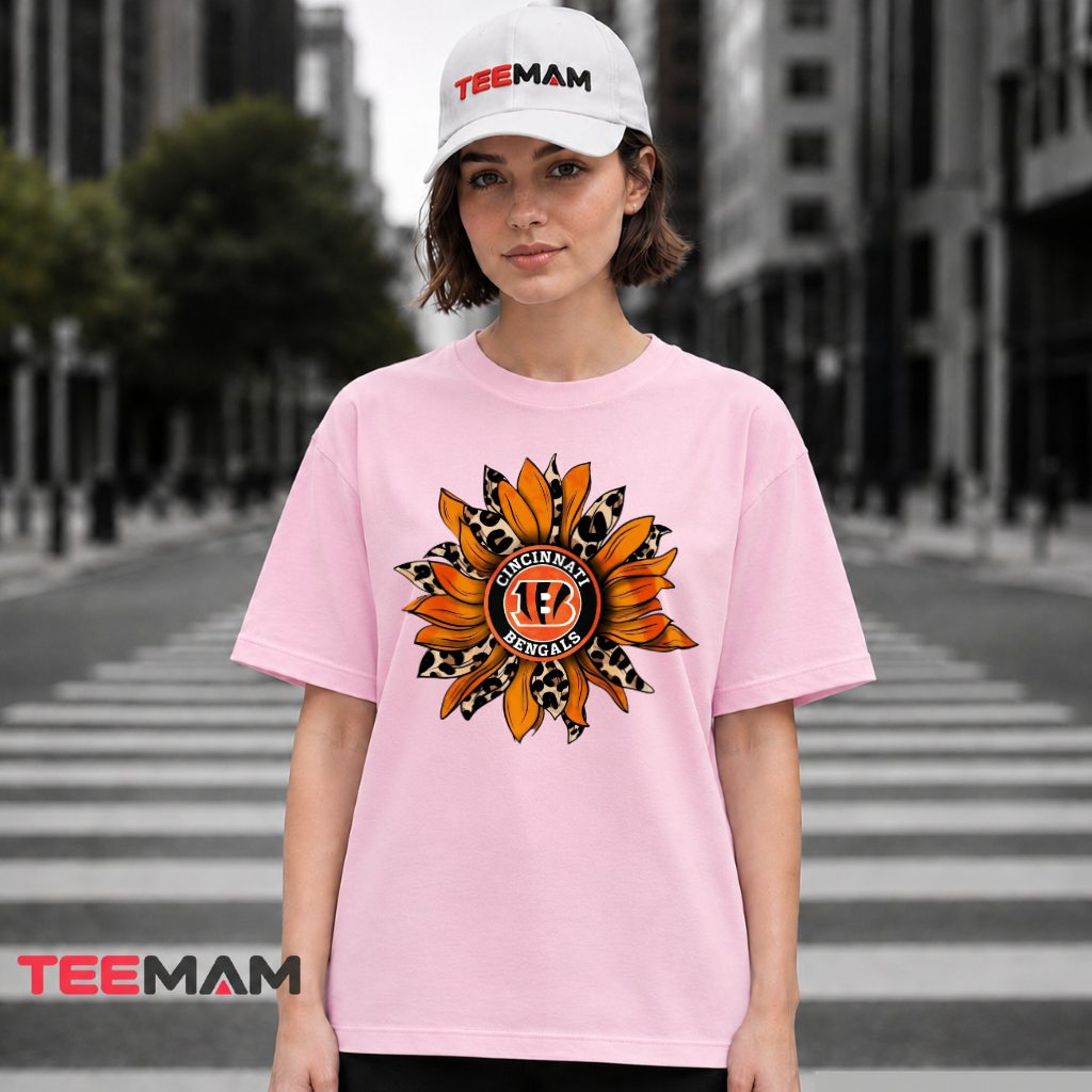 Cincinnati Bengals Sunflower Leopard Logo T-Shirt