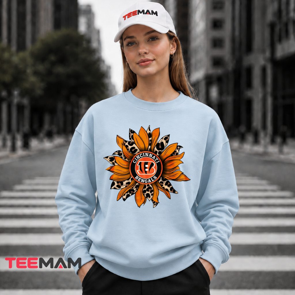 Cincinnati Bengals Sunflower Leopard Logo Long Sleeve Cincinnati Bengals Sunflower Leopard Logo Long Sleeve