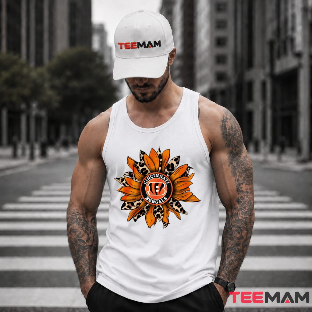 Cincinnati Bengals Sunflower Leopard Logo Tank Top Cincinnati Bengals Sunflower Leopard Logo Tank Top
