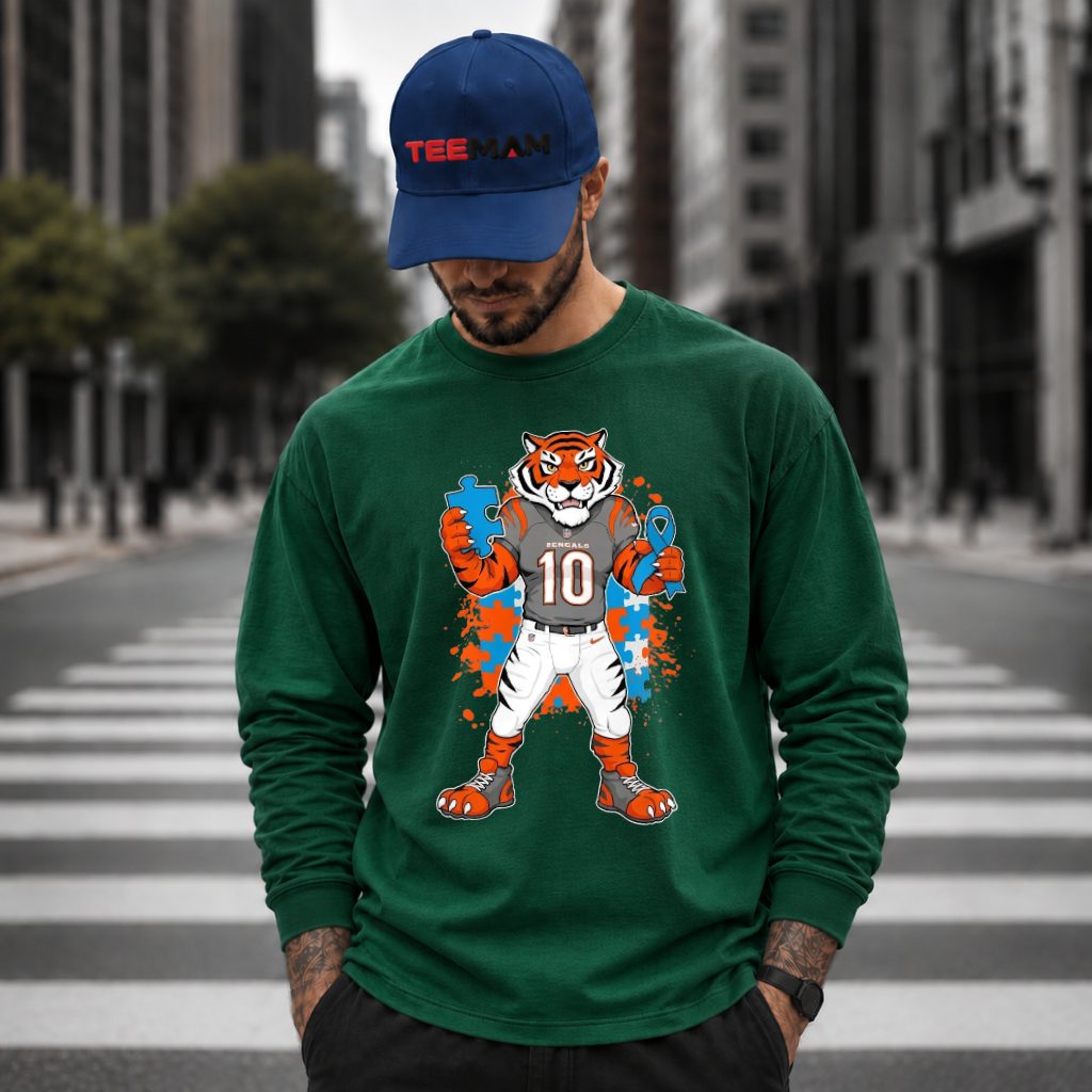 Cincinnati Bengals Tiger Autism Awareness Long Sleeve Cincinnati Bengals Tiger Autism Awareness Long Sleeve