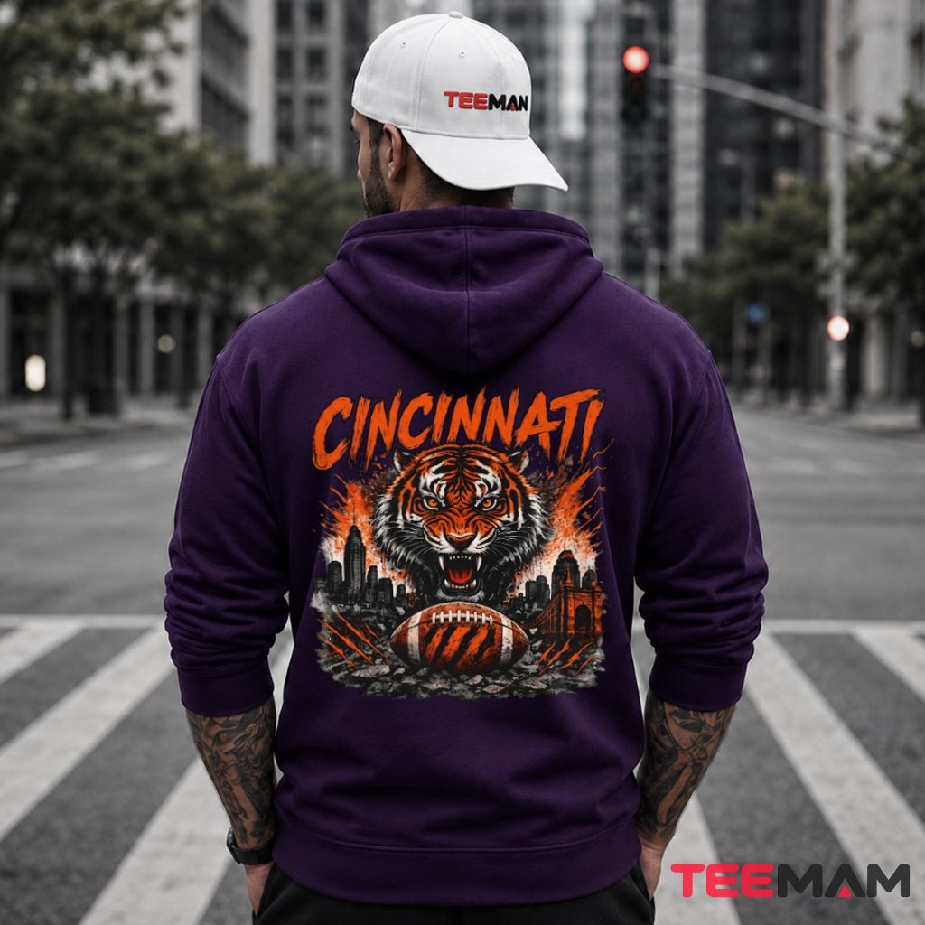 Cincinnati Bengals Tiger Skyline Roar Hoodie Cincinnati Bengals Tiger Skyline Roar Hoodie