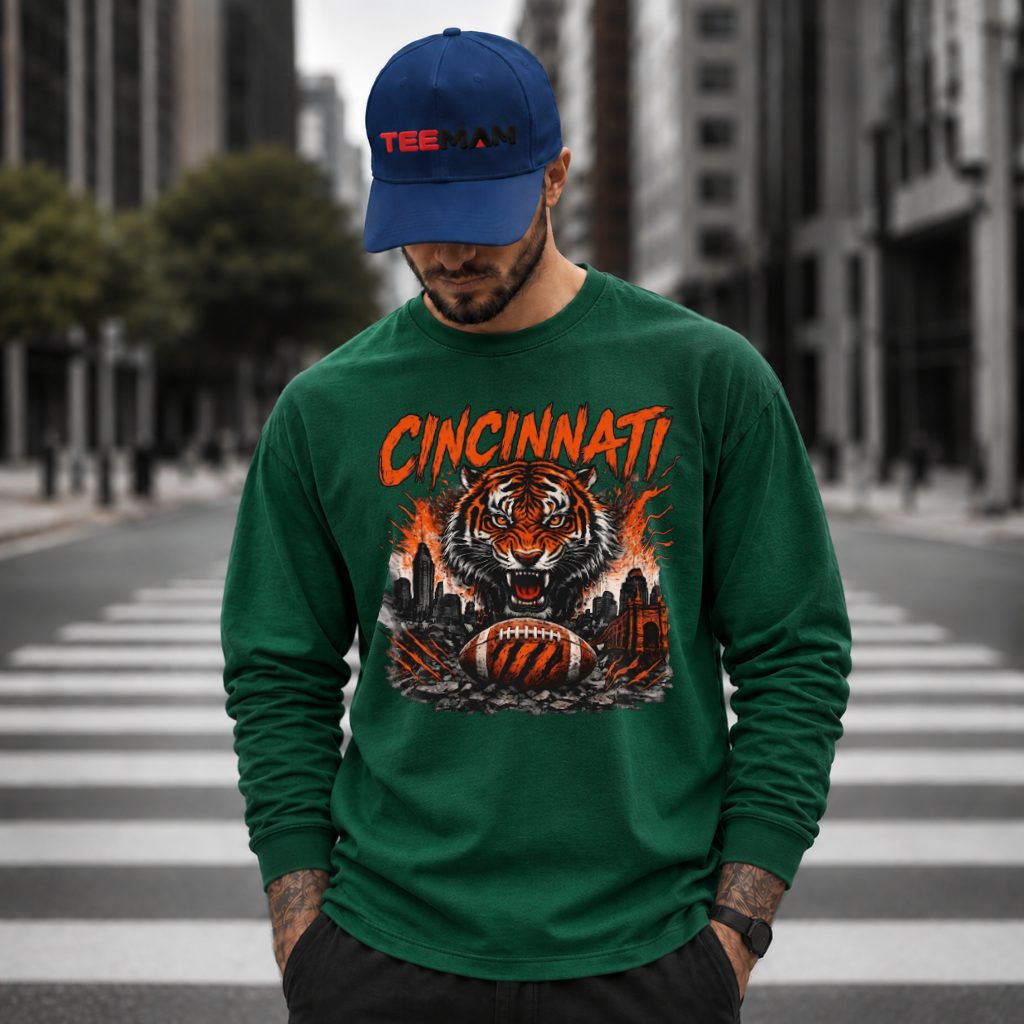 Cincinnati Bengals Tiger Skyline Roar Long Sleeve Cincinnati Bengals Tiger Skyline Roar Long Sleeve
