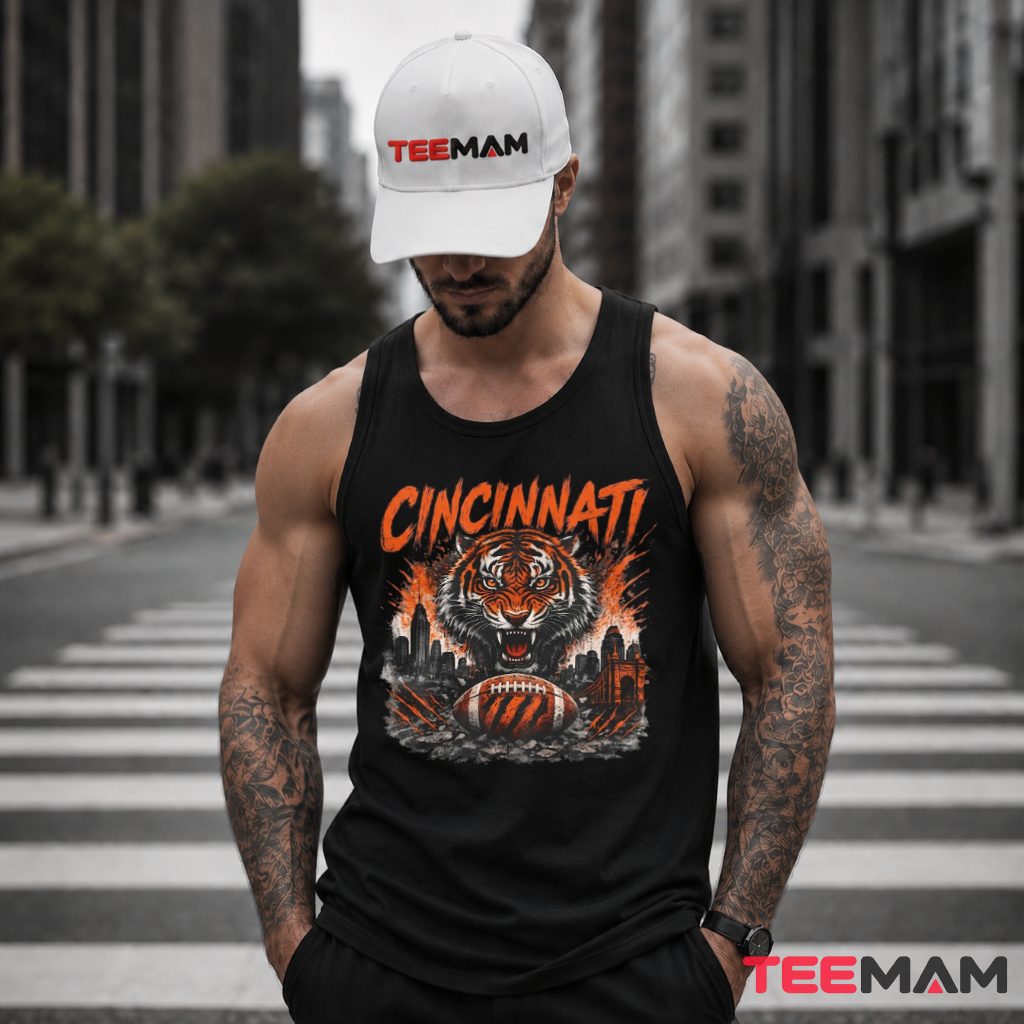 Cincinnati Bengals Tiger Skyline Roar Tank Top Cincinnati Bengals Tiger Skyline Roar Tank Top