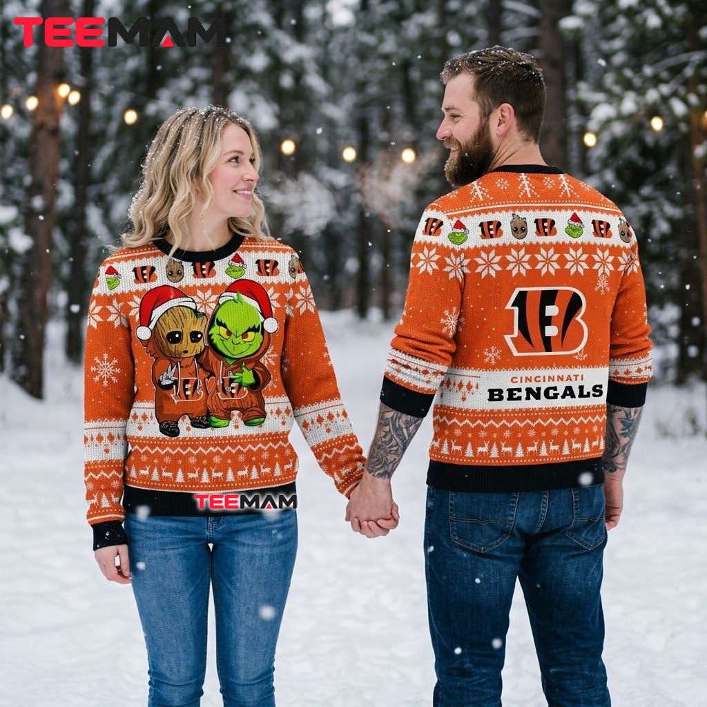 Cincinnati Bengals Ugly Christmas Sweater Baby Groot Grinch Back Cincinnati Bengals Ugly Christmas Sweater Baby Groot Grinch Back