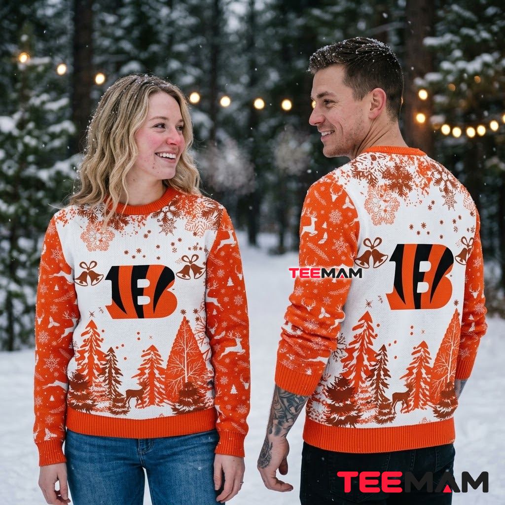 Cincinnati Bengals Ugly Christmas Sweater Reindeer Pine Tree Snowflake Back Cincinnati Bengals Ugly Christmas Sweater Reindeer Pine Tree Snowflake Back