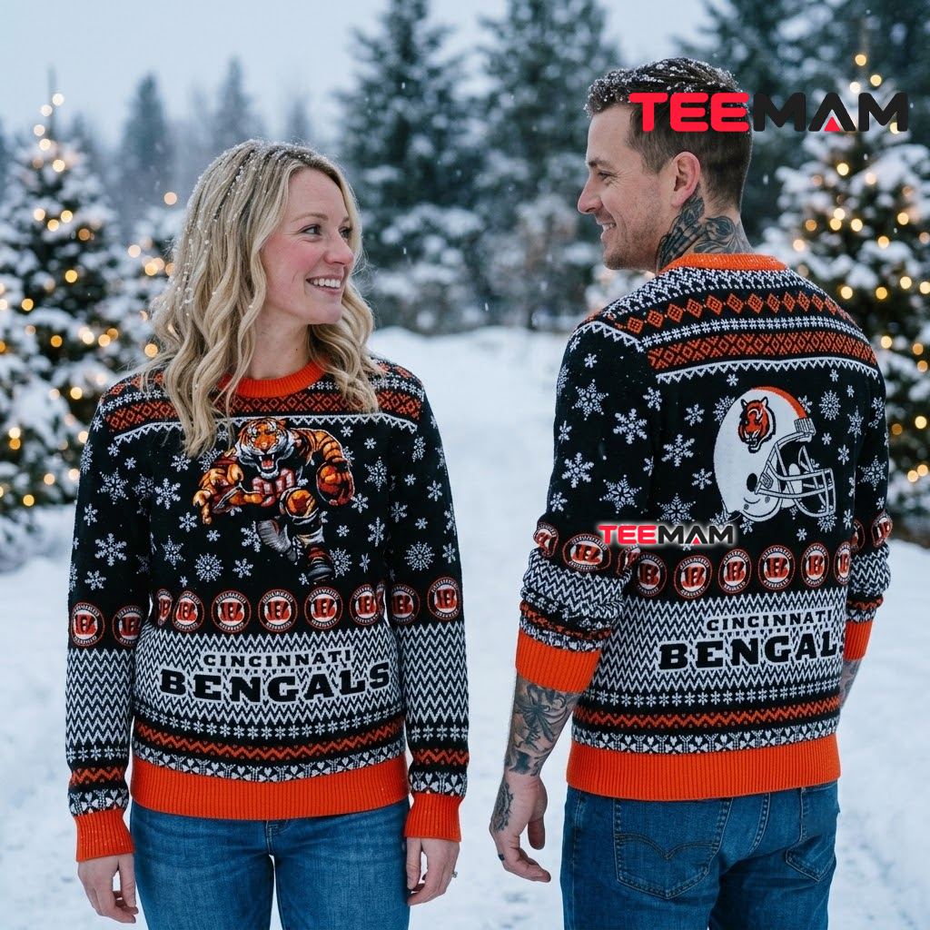Cincinnati Bengals Ugly Sweater Christmas Mascot Helmet Back Cincinnati Bengals Ugly Sweater Christmas Mascot Helmet Back