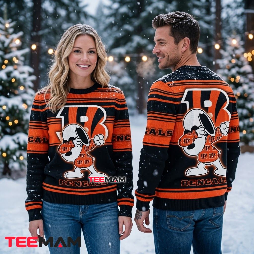 Cincinnati Bengals Ugly Sweater Christmas Snoopy Dabbing Back Cincinnati Bengals Ugly Sweater Christmas Snoopy Dabbing Back