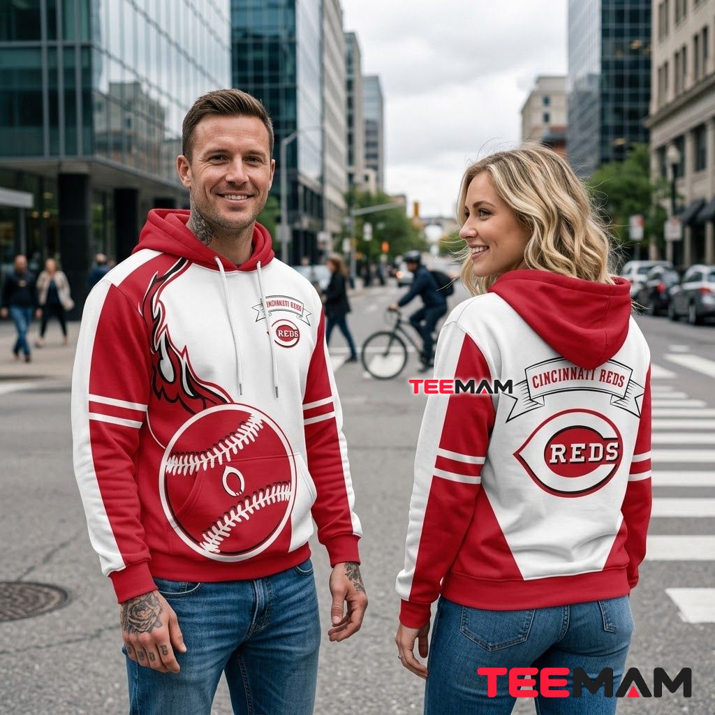 Cincinnati Reds 3D Hoodie Flame Baseball Banner Back Cincinnati Reds 3D Hoodie Flame Baseball Banner Back