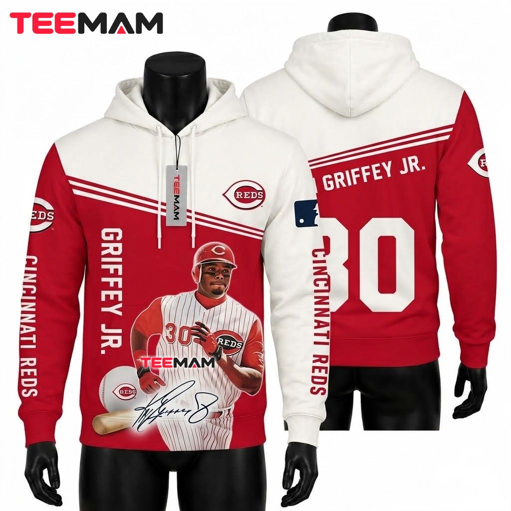 Cincinnati Reds 3D Hoodie Ken Griffey Jr Signature Player Front