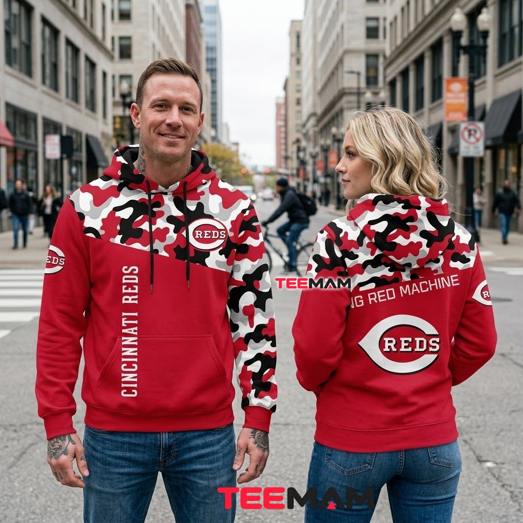 Cincinnati Reds All Over Print 3D Hoodie Big Red Machine Camo Back Cincinnati Reds All Over Print 3D Hoodie Big Red Machine Camo Back