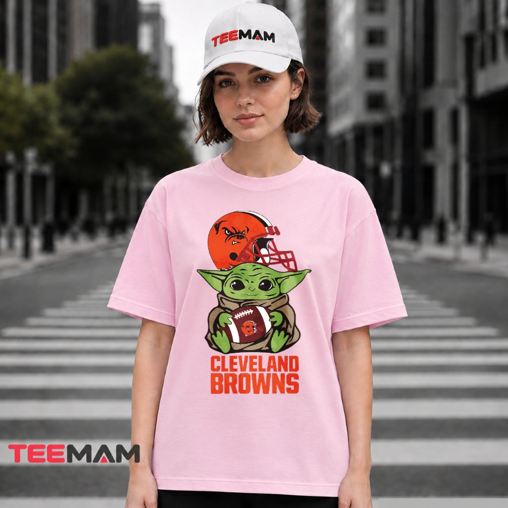 Cleveland Browns Baby Yoda Football T-Shirt