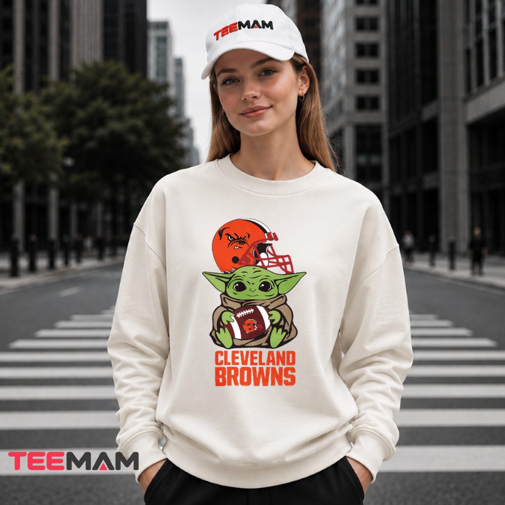 Cleveland Browns Baby Yoda Football Long Sleeve Cleveland Browns Baby Yoda Football Long Sleeve