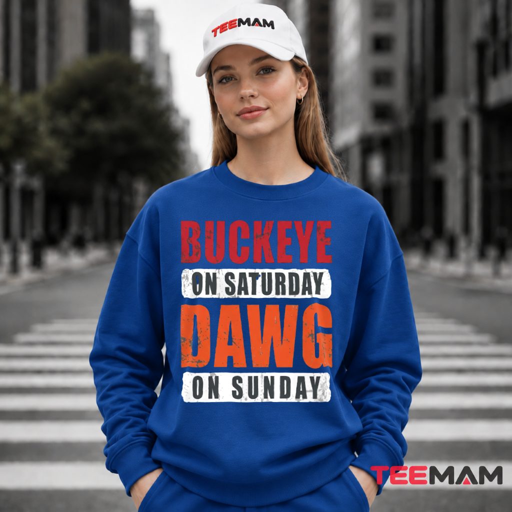 Cleveland Browns Buckeye Saturday Dawg Sunday Long Sleeve Cleveland Browns Buckeye Saturday Dawg Sunday Long Sleeve