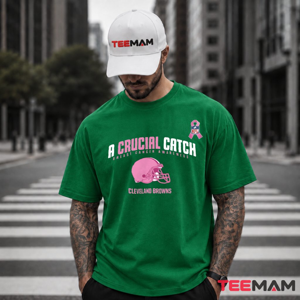 Cleveland Browns Crucial Catch Pink Helmet T-Shirt