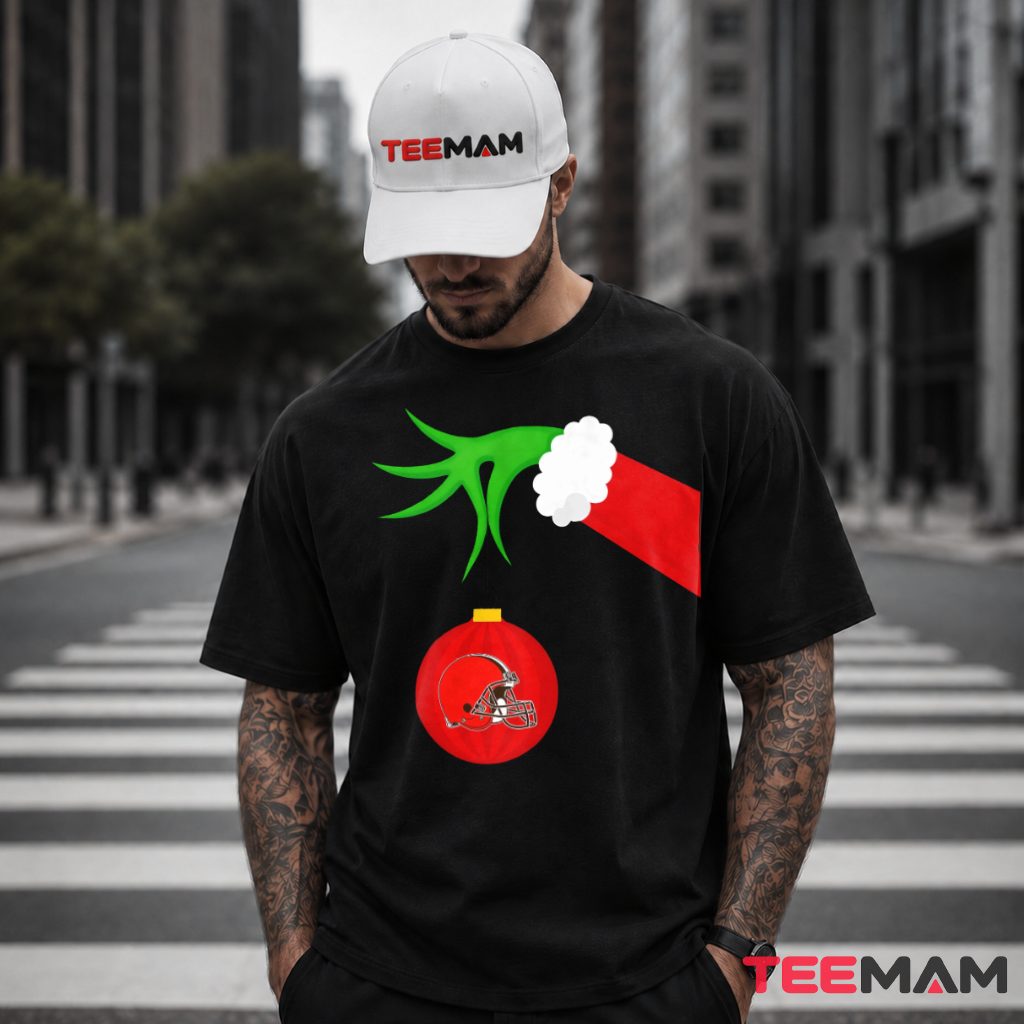 Cleveland Browns Grinch Hand Ornament T-Shirt