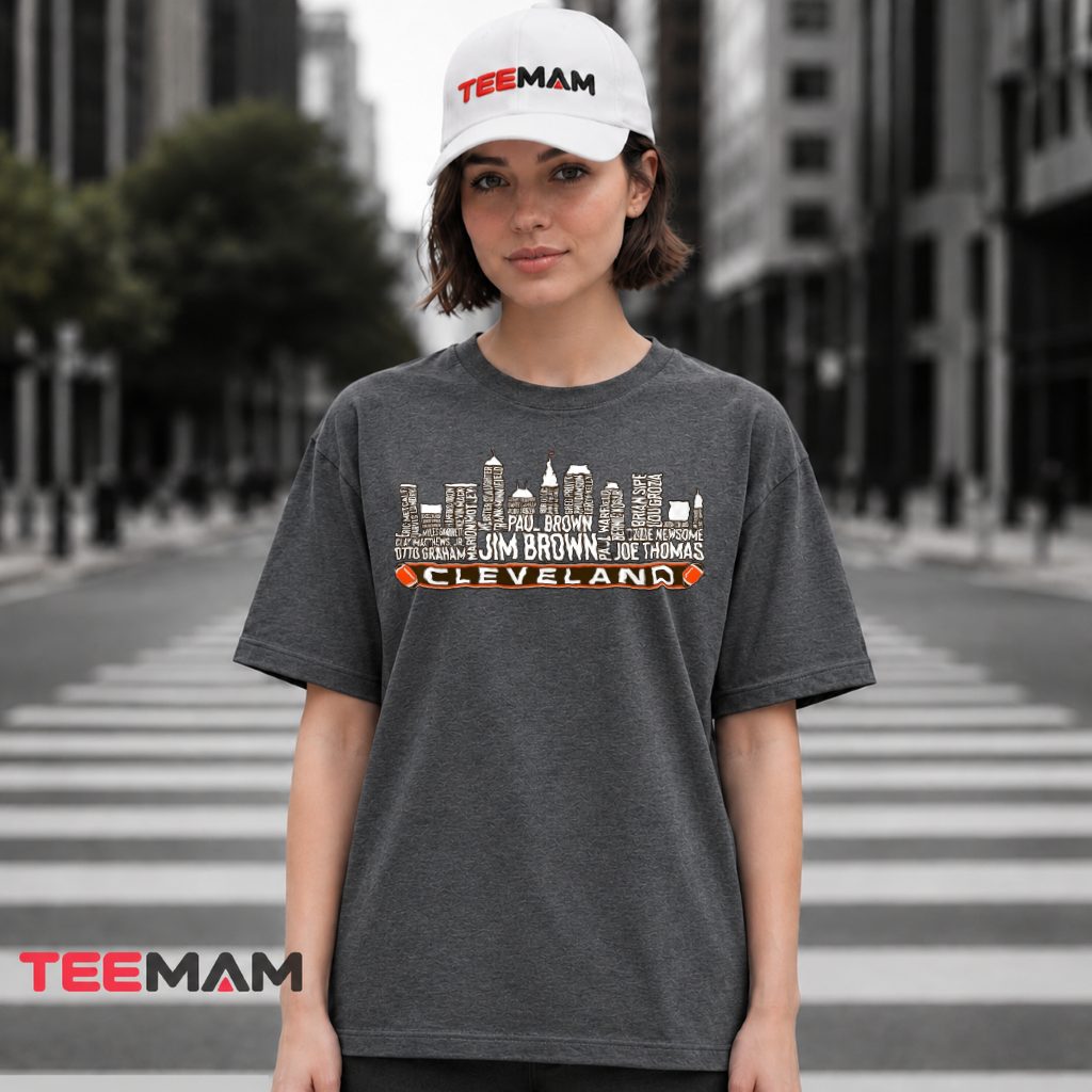 Cleveland Browns Legends Skyline Player Names T-Shirt
