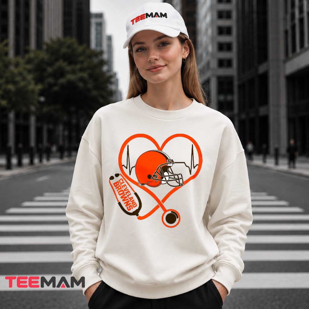 Cleveland Browns Nurse Heartbeat Helmet Long Sleeve Cleveland Browns Nurse Heartbeat Helmet Long Sleeve