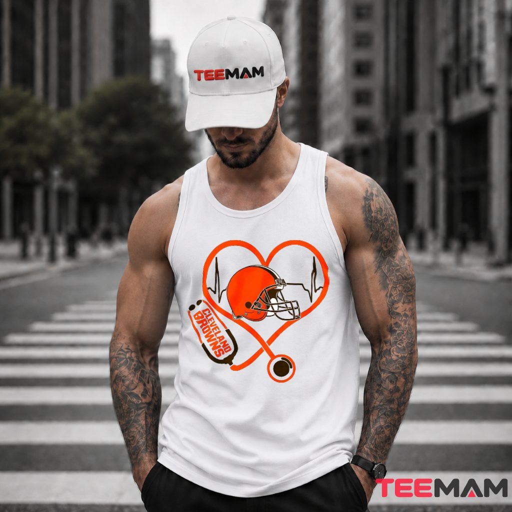 Cleveland Browns Nurse Heartbeat Helmet Tank Top Cleveland Browns Nurse Heartbeat Helmet Tank Top