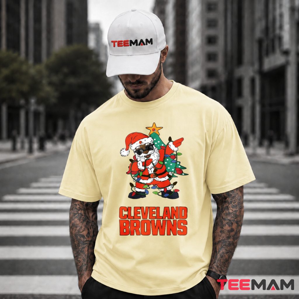 Cleveland Browns Santa Christmas Lights T-Shirt