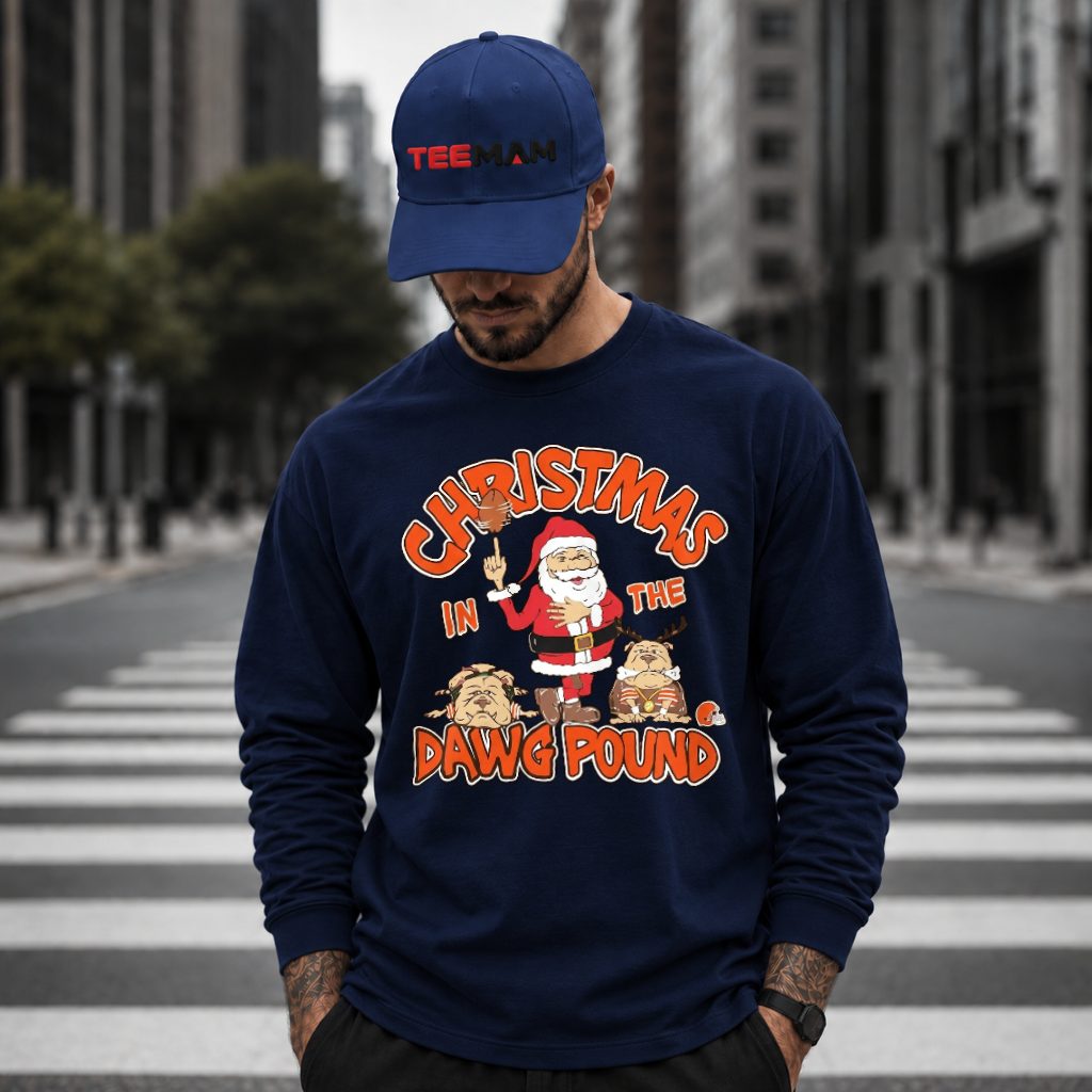 Cleveland Browns Santa Dawg Pound Long Sleeve Cleveland Browns Santa Dawg Pound Long Sleeve